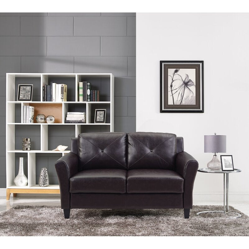 56.3'' Faux Leather Round Arm Loveseat MRM3987