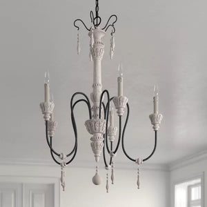 5 - Light Candle Style Classic Chandelier with Beaded Accents