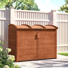 Load image into Gallery viewer, 5 ft. W x 3 ft. D Solid Wood Horizontal Garbage Shed  6605RR-OB
