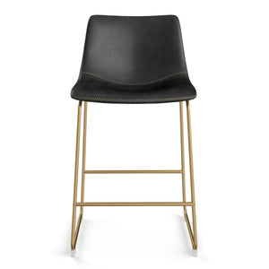 18 in. W x 22 in. D x 34 in. H Petra Set Of 2 Counter Stool In Black And Gold Finish