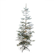 Load image into Gallery viewer, 6.5&#39; H Slender Green/White Realistic Artificial Pine Flocked/Frosted Christmas Tree with 250 Lights
