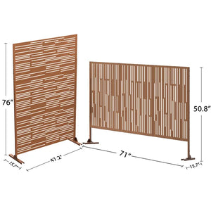 6.5 ft. H x 4 ft. W Privacy Screen Metal Fence Panel, 3 panel sections