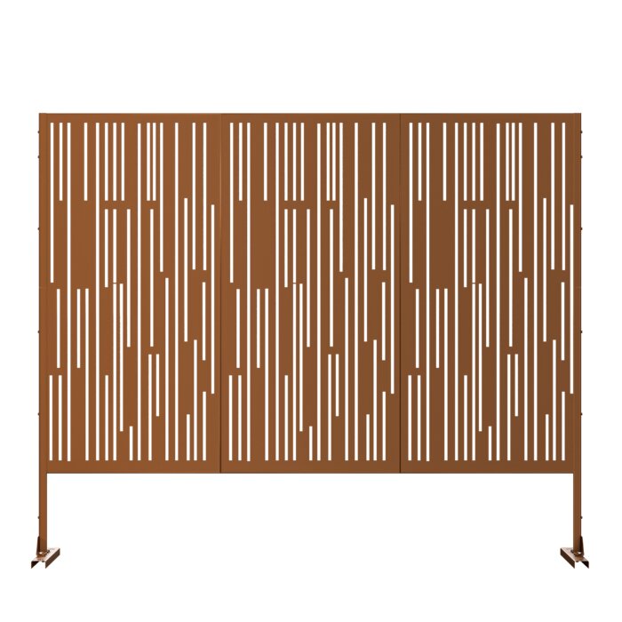 Brown 6.5 ft. H x 4 ft. W Privacy Screen Metal Fence Panel