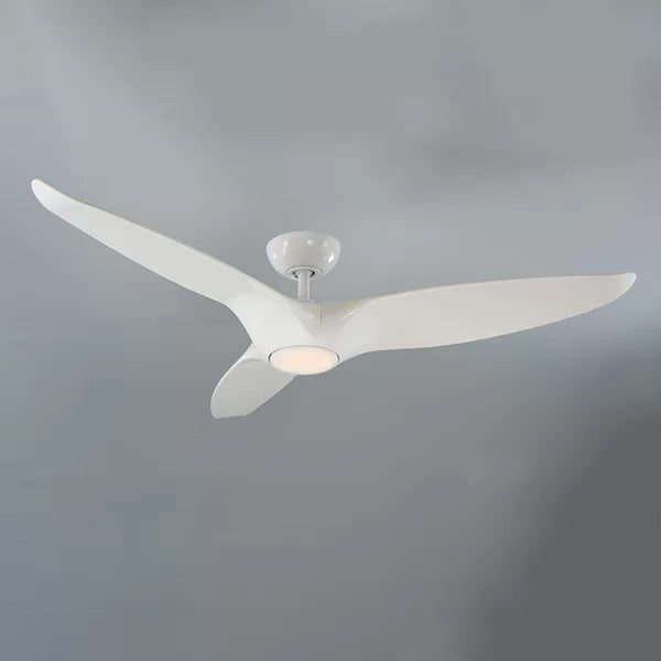 Gloss White 60'' Morpheus 3 - Blade Outdoor LED Smart Standard Ceiling Fan with Wall Control and Light Kit Included