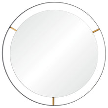Load image into Gallery viewer, Framed 20-In Round Wall Mirror - Black W/ Antique Gold
