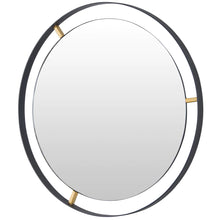 Load image into Gallery viewer, Framed 20-In Round Wall Mirror - Black W/ Antique Gold
