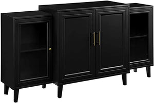4-Door Tiered Modern-Sideboard-Buffet Stand for Storage, 62, Black