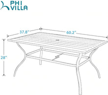 Load image into Gallery viewer, Phi Villa 6 Person Outdoor Metal Dining Table with Umbrella Hole
