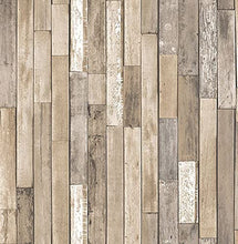Load image into Gallery viewer, Brewster Barn Board Brown Thin Plank Wallpaper 3717RR
