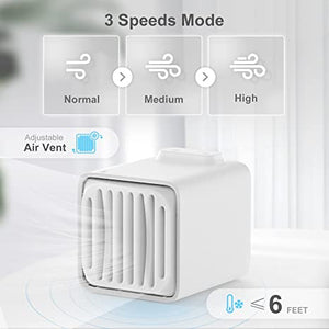Portable Air Conditioner, Portable AC with 2 Ice Crystal Box, 3 Wind Speeds Personal Air Cooler for Home, Bedroom Room, Office, Dorm, Car