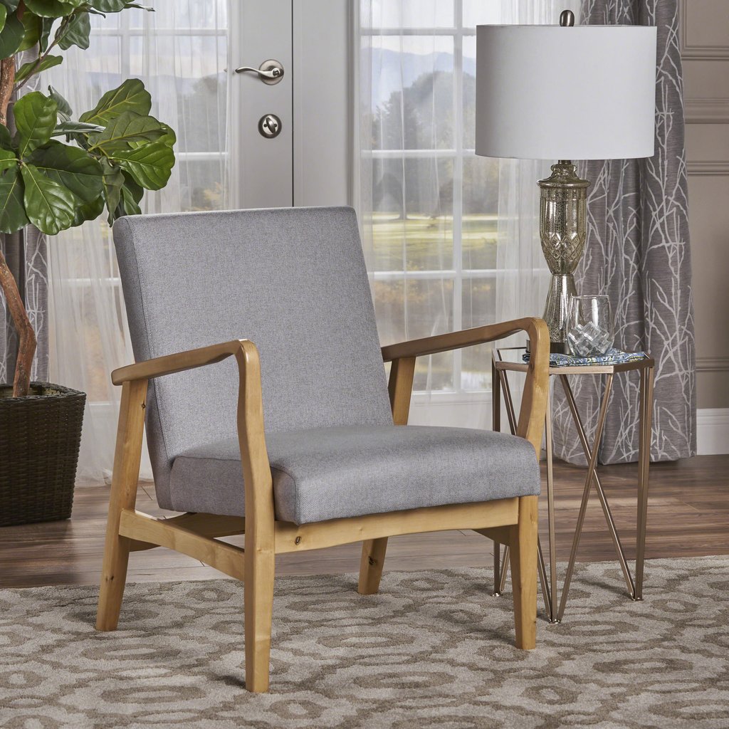 Mid-Century  Modern Wood Frame Fabric Armchair - NH440003 1668CDR