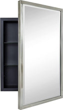 Load image into Gallery viewer, Bathroom Nickel Framed Metal Brush Recessed Medicine Cabinet with Tilt Rectangular Wall Mirror 16&quot; x 24&quot;

