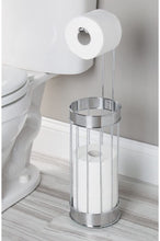 Load image into Gallery viewer, InterDesign Bruschia toilet roll holder stand for bathroom, chrome and brushed stainless steel (Set of 2) MRM2391
