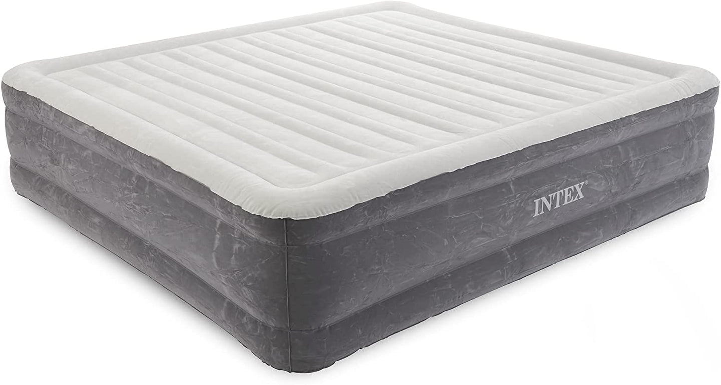 Intex 18-inch Inflatable Fiber-Tech Elevated Premium Plush Airbed Mattress with Built-In Pump, King