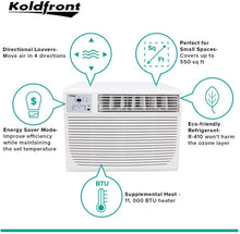 Load image into Gallery viewer, Koldfront WAC12001W 12,000 BTU 208/230V Heat/Cool Window Air Conditioner MRM45
