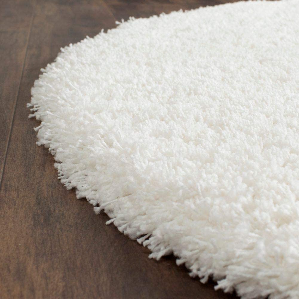 4 x 4 ft. Round White California Shag Rug