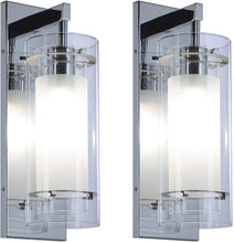 Load image into Gallery viewer, XiNBEi Lighting Wall Sconce 1 Light Bathroom Vanity Wall Light, Contemporary Chrome Wall Mount Light with Glass 2 Pack
