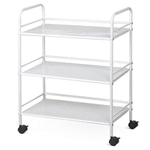 Load image into Gallery viewer, 3-Tier Salon Rolling Trolley Cart Beauty Storage Spa Holder Utility 3 Facial Tray for Hair Styling Facial Tools, Mobile Organizer, Medical Esthetic Supply Holder, Metal, White
