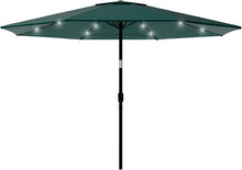 Load image into Gallery viewer, 10ft Solar LED Lighted Patio Umbrella w/ Tilt Adjustment, Fade-Resistant Fabric - Green #9846
