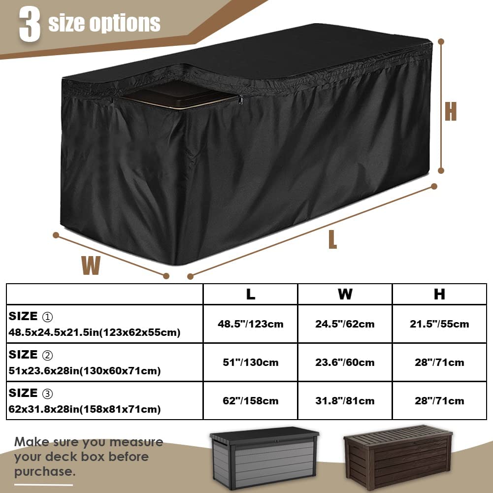 Gicov Deck Box Cover Waterproof Heavy Duty Patio Storage Box Cover wit