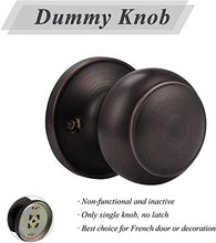 Load image into Gallery viewer, Half-Dummy Door Knobs Flat Ball Oil Rubbed Bronze Interior Single Dummy Knobs Non-Turning Handles, (Set of 2)
