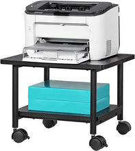 Load image into Gallery viewer, 19.1&quot;L x 15.9&quot;W x 14.1&quot;H Industrial Under Desk Printer Stand, 2-Tier Mobile Machine Cart with Shelf, Heavy Duty Storage Rack for Office and Home, Black
