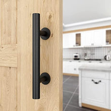 Load image into Gallery viewer, 2PCS 12 Inch Sliding Barn Door Handles Black Hardware with Flush Finger Pull, Large Rustic, Pull and Flush Barn Door Handle Set, Suitable for Gate Garages Cabinet
