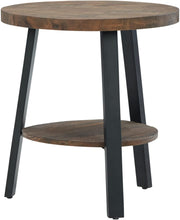 Load image into Gallery viewer, Signature Design by Ashley Chanzen Urban Round End Table with Fixed Shelf, Brown &amp; Black
