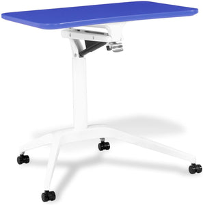 Unique Furniture Workpad Height Adjustable Laptop Cart Mobile Desk, with Blue Top 7482