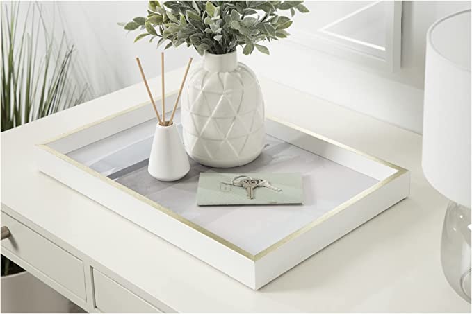 13x19 Inch Decorative Wood Ottoman/Coffee Table Tray Featuring Earthen