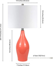 Load image into Gallery viewer, Bella 28.25&quot; Tall Porcelain Table Lamp with Fabric Shade in Coral/White
