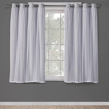 Load image into Gallery viewer, Catarina Layered Solid Room Darkening Blackout and Sheer Grommet Top Curtain Panel Pair, 52&quot;x63&quot;, Cloud Grey, Set of 2
