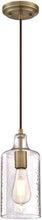 Load image into Gallery viewer, Westinghouse Lighting 6371400, Antique Brass Finish with Clear Textured Glass Carmen One-Light Indoor Mini Pendant, Size MRM1285
