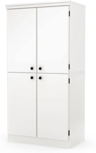 19.38"D x 32.88"W x 62.5"H Tall 4-Door Storage Cabinet with Adjustable Shelves, Pure White