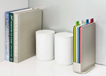 Load image into Gallery viewer, Set of cutting boards with index, in stainless steel case, and multicolored boards collection 100, Joseph Joseph, Silver MRM3757

