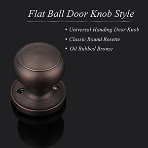 Half-Dummy Door Knobs Flat Ball Oil Rubbed Bronze Interior Single Dummy Knobs Non-Turning Handles, (Set of 2)