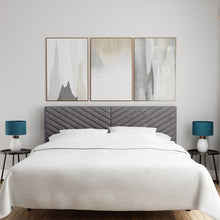 Load image into Gallery viewer, Hillsdale Furniture Crestwood Upholstered Chevron Pleated King Headboard with USB Ports and Bed Frame, Gray
