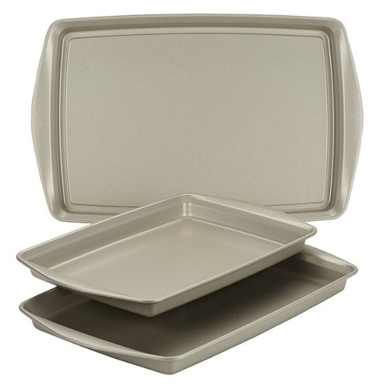 3-Piece Nonstick Bakeware Cookie Pan Set - Silver