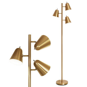 Tall Adjustable Gold Floor Lamp with 3 Light for Living Room Without Bulb