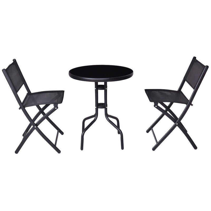 Guitain Outdoor 3 Piece Bistro Set, Color: Black, #6540