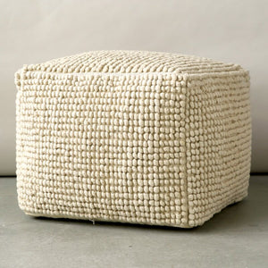 Natoli 24" Wool Square Pouf, Color: Natural Wool, #6591