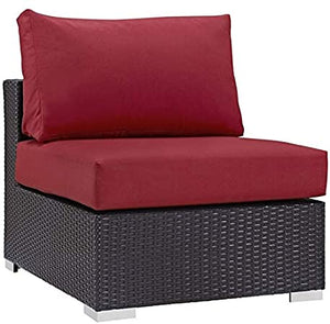 Hawthorne Collections Patio Armless Chair in Espresso and Red, #6612