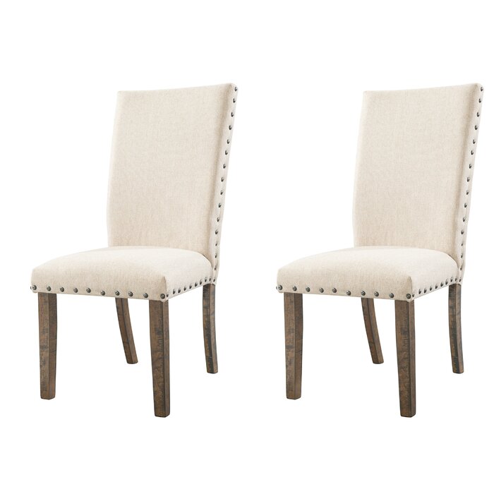 Ismay Linen Upholstered Dining Chairs (Set of 2), Color: Beige, #6668