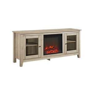 Kohn TV Stand for TVs up to 65" with Electric Fireplace Included, Color: White Oak, #6690