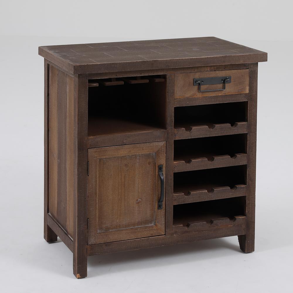 12-Bottle Natural Wine Station Console Cabinet, Color: Natural Wood, #6694