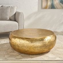 Load image into Gallery viewer, Odelette Modern Round Hammered Aluminum Coffee Table
