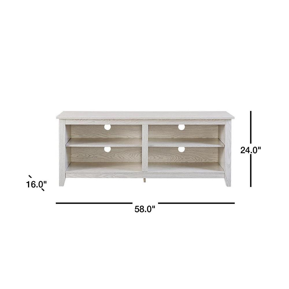 Engineered Wood TV Stand with Adjustable Shelves, Color: Rustic White, #6732