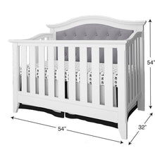 Load image into Gallery viewer, Magnolia White Gray Linen Upholstered Convertible Crib, #6739
