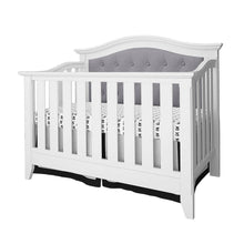 Load image into Gallery viewer, Magnolia White Gray Linen Upholstered Convertible Crib, #6739
