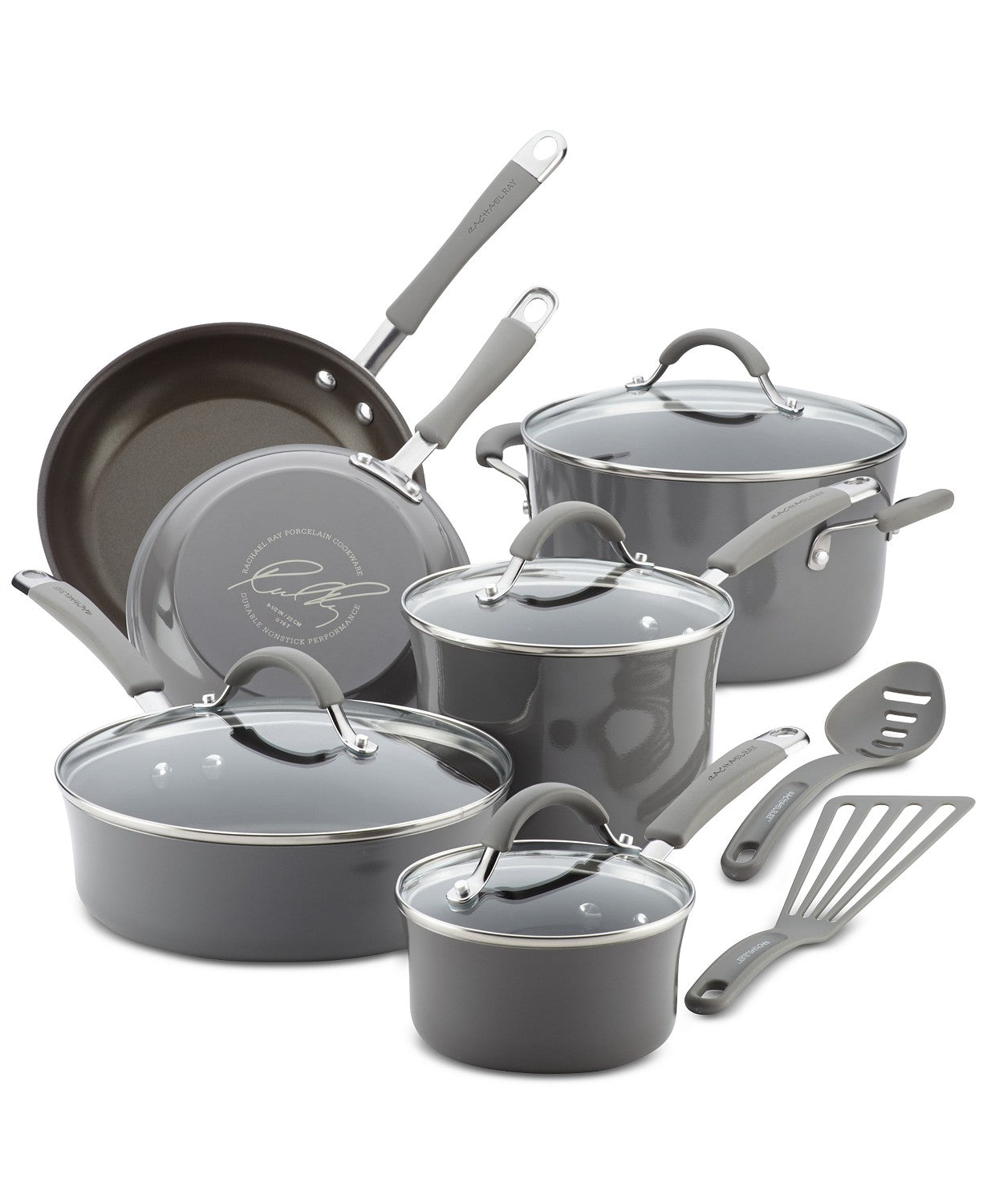 Rachael Ray Cucina Hard Enamel Nonstick 12-Piece Cookware Set, 6793